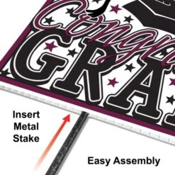 Burgundy Plastic Congrats Grad Yard Sign (1 Per Package) 11 Burgundy Plastic Congrats Grad Yard Sign (1 Per Package) -Bulk Party Supplies Shop 53921 BU i6 plastic congrats grad yard sign