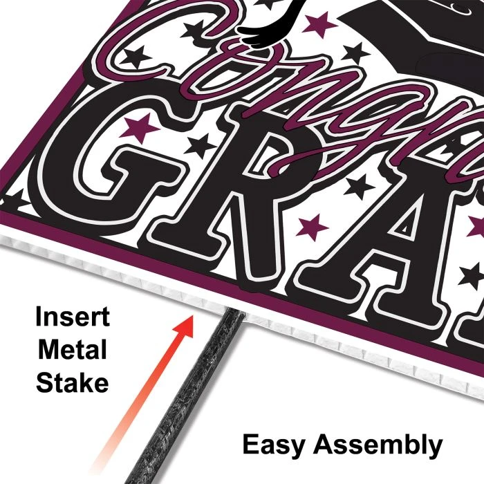 Burgundy Plastic Congrats Grad Yard Sign (1 Per Package) 6 Burgundy Plastic Congrats Grad Yard Sign (1 Per Package) - Image 6