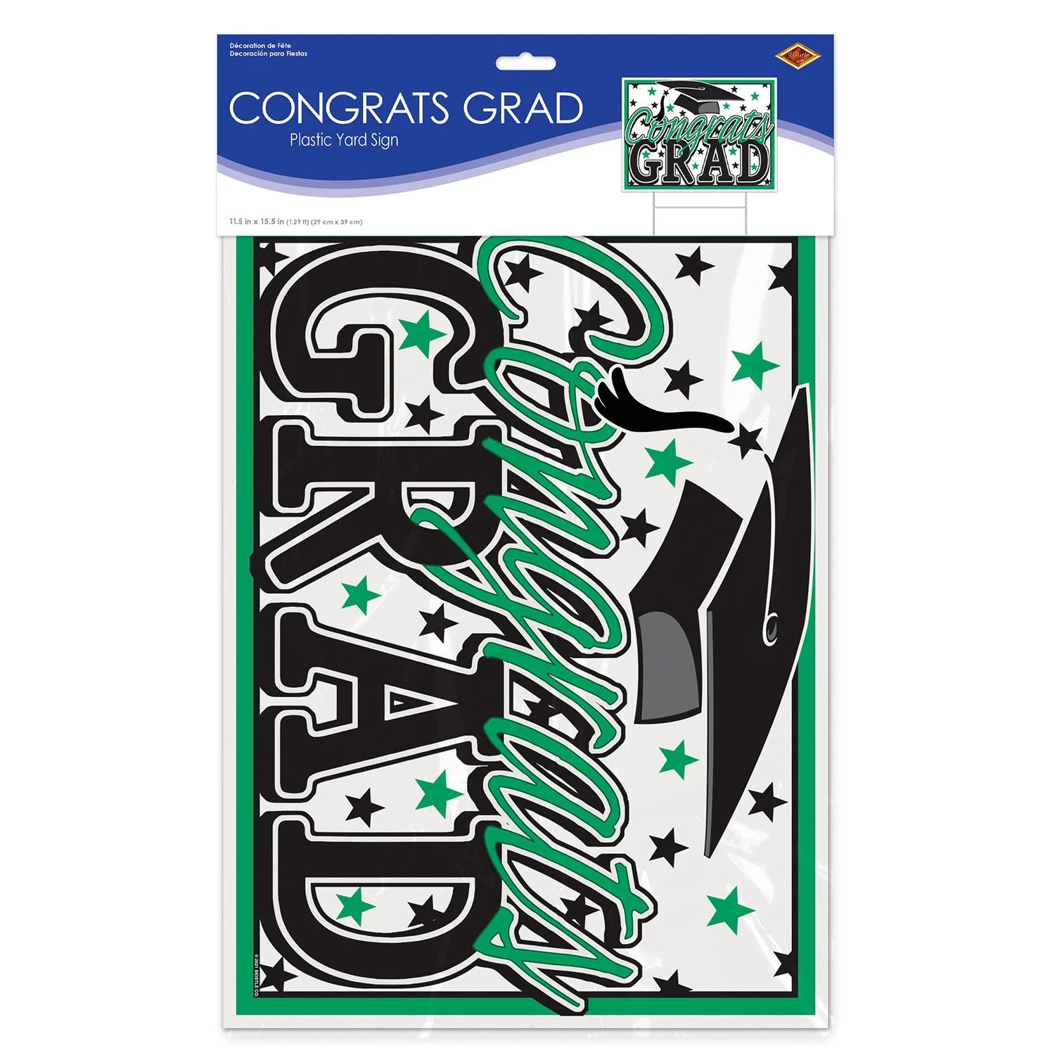 Plastic Green Congrats Grad Graduation Party Yard Sign (6 Per Case) 4 Plastic Green Congrats Grad Graduation Party Yard Sign (6 Per Case) - Image 4