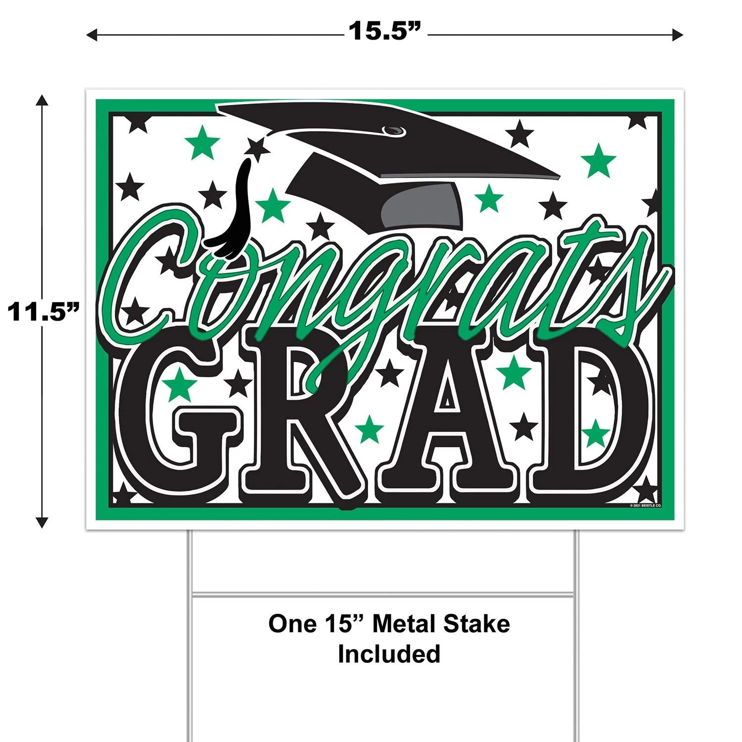 Plastic Green Congrats Grad Graduation Party Yard Sign (6 Per Case) 5 Plastic Green Congrats Grad Graduation Party Yard Sign (6 Per Case) - Image 5