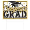 Plastic Gold Congrats Grad Graduation Party Yard Sign (6 Per Case) -Bulk Party Supplies Shop 53921 GD