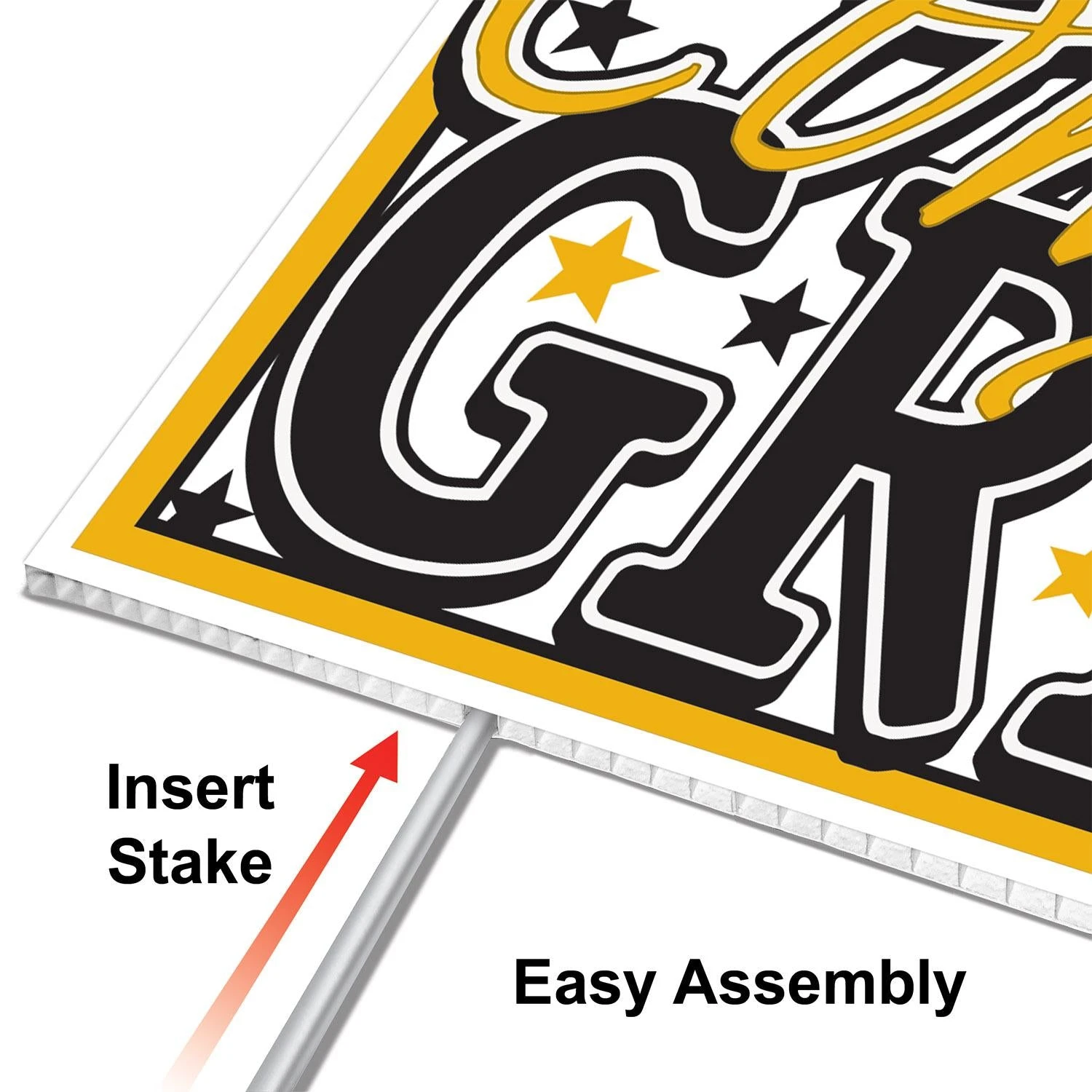 Plastic Gold Congrats Grad Graduation Party Yard Sign (6 Per Case) 2 Plastic Gold Congrats Grad Graduation Party Yard Sign (6 Per Case) - Image 2