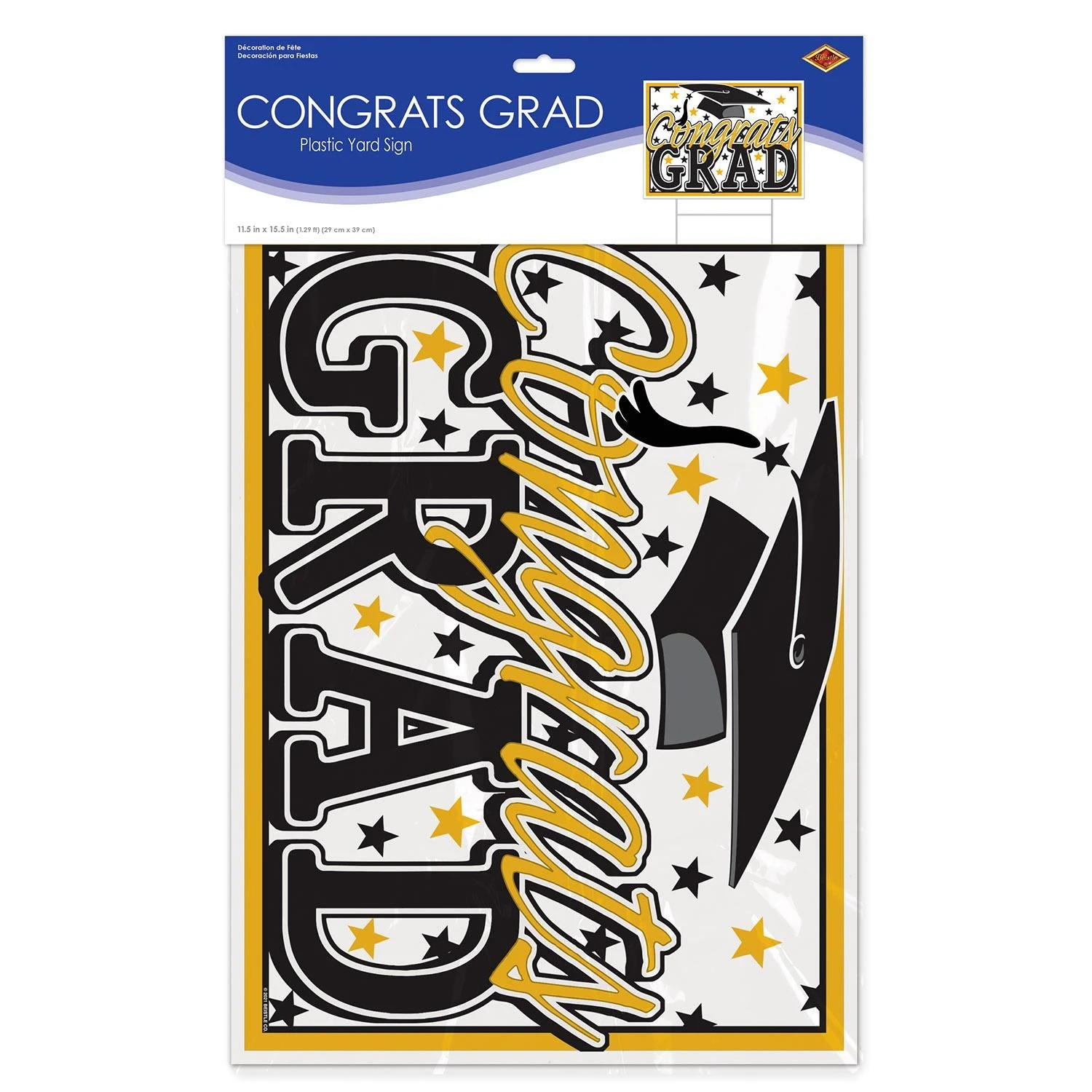 Plastic Gold Congrats Grad Graduation Party Yard Sign (6 Per Case) 4 Plastic Gold Congrats Grad Graduation Party Yard Sign (6 Per Case) - Image 4