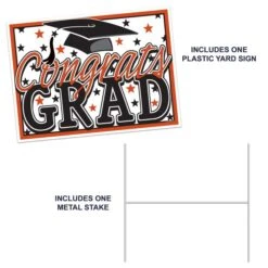 Orange Plastic Congrats Grad Yard Sign (1 Per Package) -Bulk Party Supplies Shop 53921 O i4 plastic congrats grad yard sign