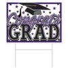 Purple Plastic Congrats Grad Yard Sign (1 Per Package)