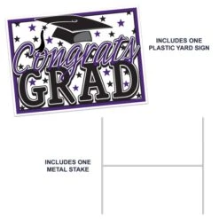 Purple Plastic Congrats Grad Yard Sign (1 Per Package) 9 Purple Plastic Congrats Grad Yard Sign (1 Per Package) -Bulk Party Supplies Shop 53921 PL i4 plastic congrats grad yard sign