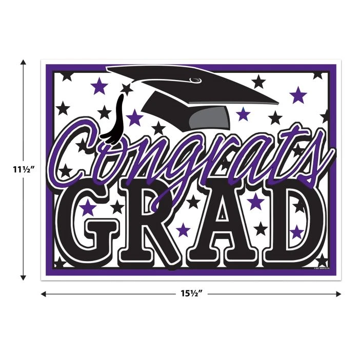 Purple Plastic Congrats Grad Yard Sign (1 Per Package) 5 Purple Plastic Congrats Grad Yard Sign (1 Per Package) - Image 5