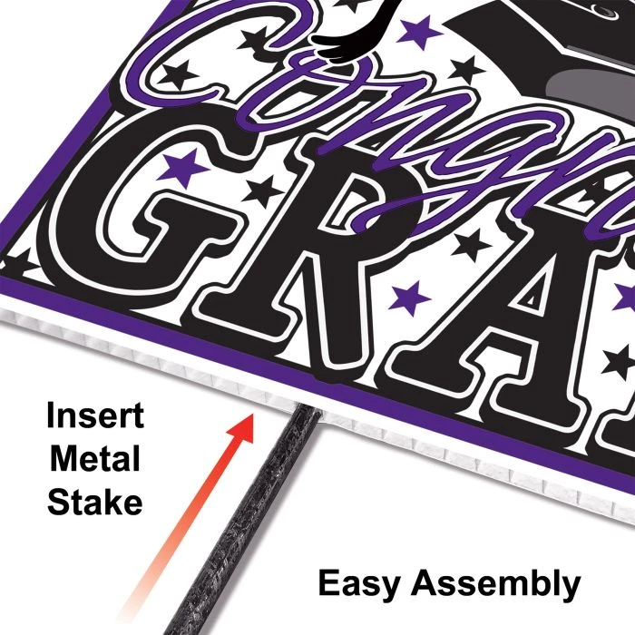 Purple Plastic Congrats Grad Yard Sign (1 Per Package) 6 Purple Plastic Congrats Grad Yard Sign (1 Per Package) - Image 6