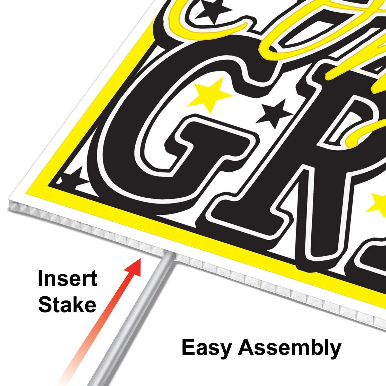 Plastic Yellow Congrats Grad Graduation Party Yard Sign (6 Per Case) 2 Plastic Yellow Congrats Grad Graduation Party Yard Sign (6 Per Case) - Image 2