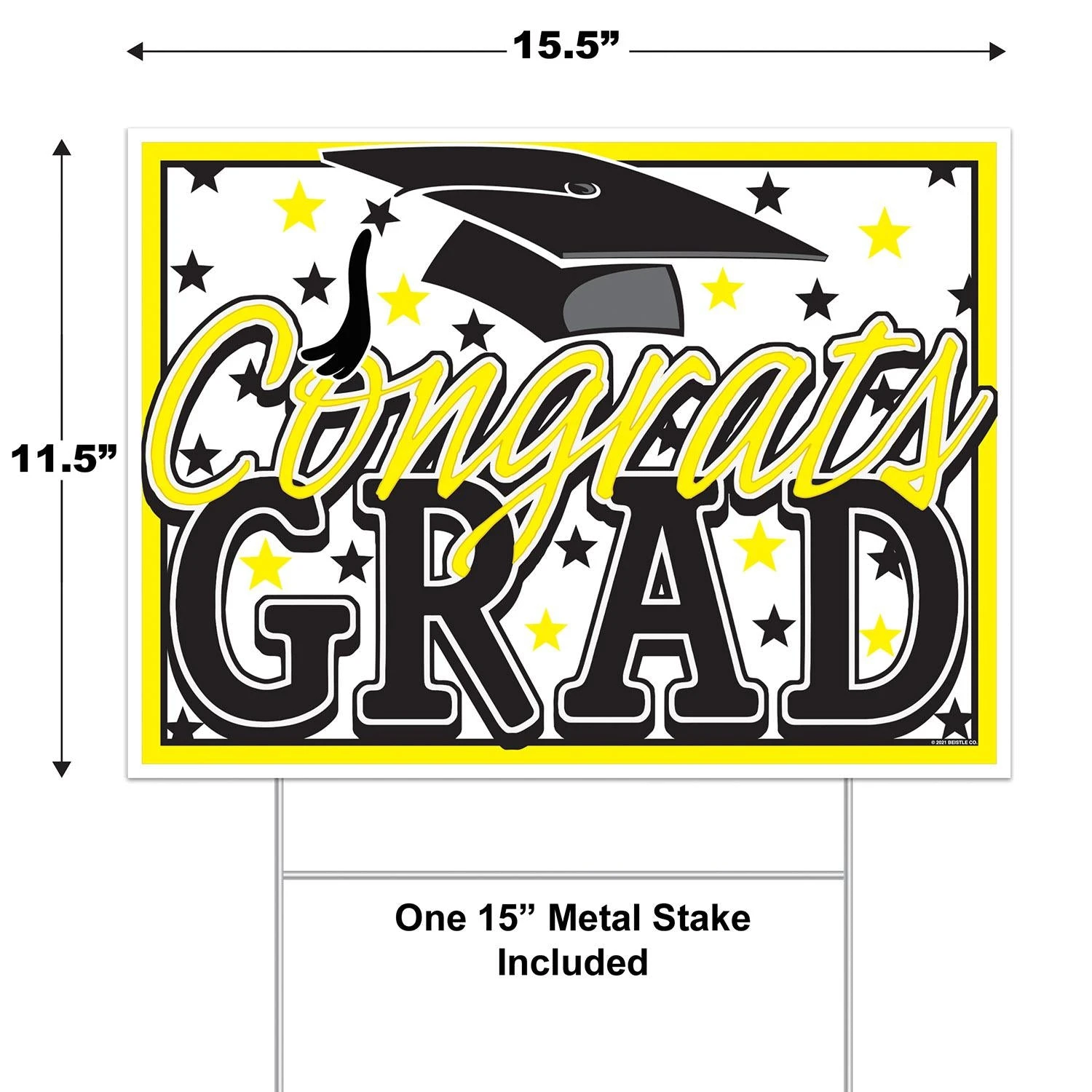 Plastic Yellow Congrats Grad Graduation Party Yard Sign (6 Per Case) 5 Plastic Yellow Congrats Grad Graduation Party Yard Sign (6 Per Case) - Image 5