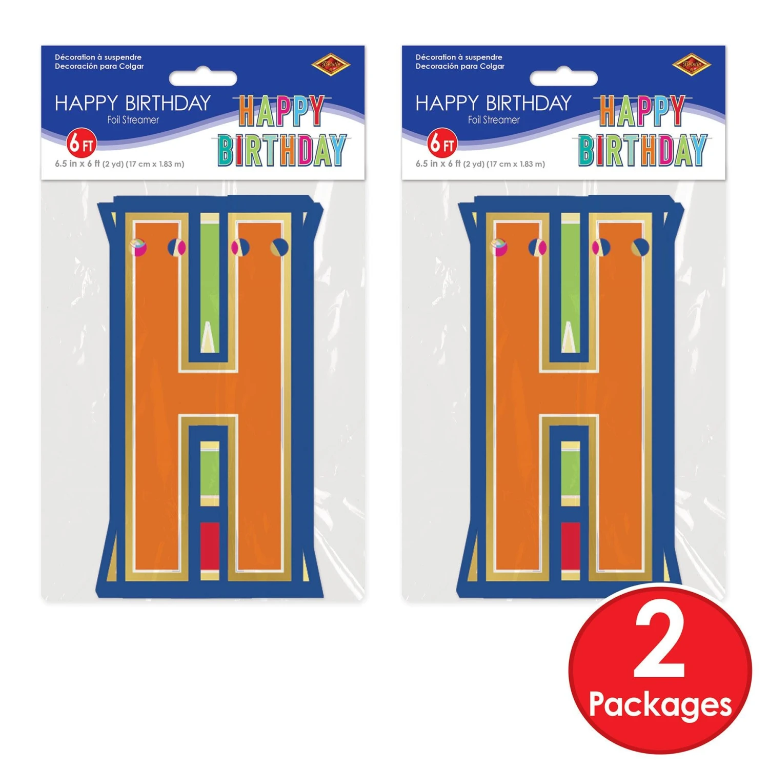 Foil Happy Birthday Party Streamer (12 Per Case) 5 Foil Happy Birthday Party Streamer (12 Per Case) - Image 5