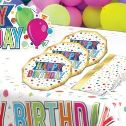 Happy Birthday Party Decagon Paper Plates 9 Inch (96 Per Case) -Bulk Party Supplies Shop 53926 i2 1