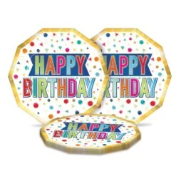 Happy Birthday Party Decagon Paper Plates 9 Inch (96 Per Case) -Bulk Party Supplies Shop 53926 i7