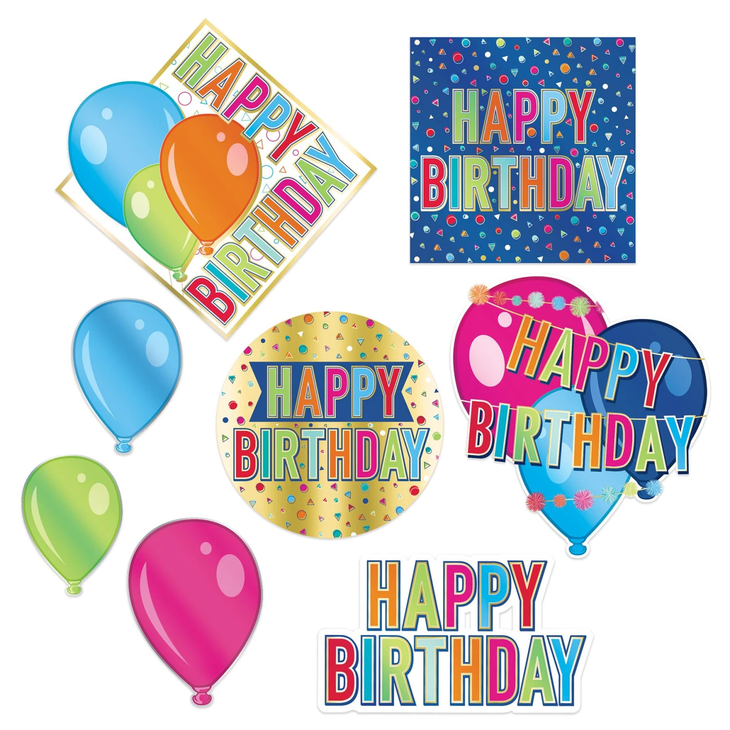 Foil Happy Birthday Party Cutouts (96 Per Case) 1 Foil Happy Birthday Party Cutouts (96 Per Case)