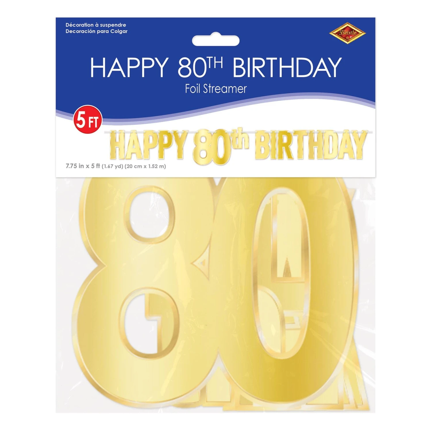 Foil Happy 80th Birthday Party Streamer (12 Per Case) 3 Foil Happy 80th Birthday Party Streamer (12 Per Case) - Image 3