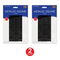 Black Metallic Party Square Curtain (6 Packages) -Bulk Party Supplies Shop 53946 BK i3 1