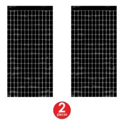 Black Metallic Party Square Curtain (6 Packages) -Bulk Party Supplies Shop 53946 BK i7 1