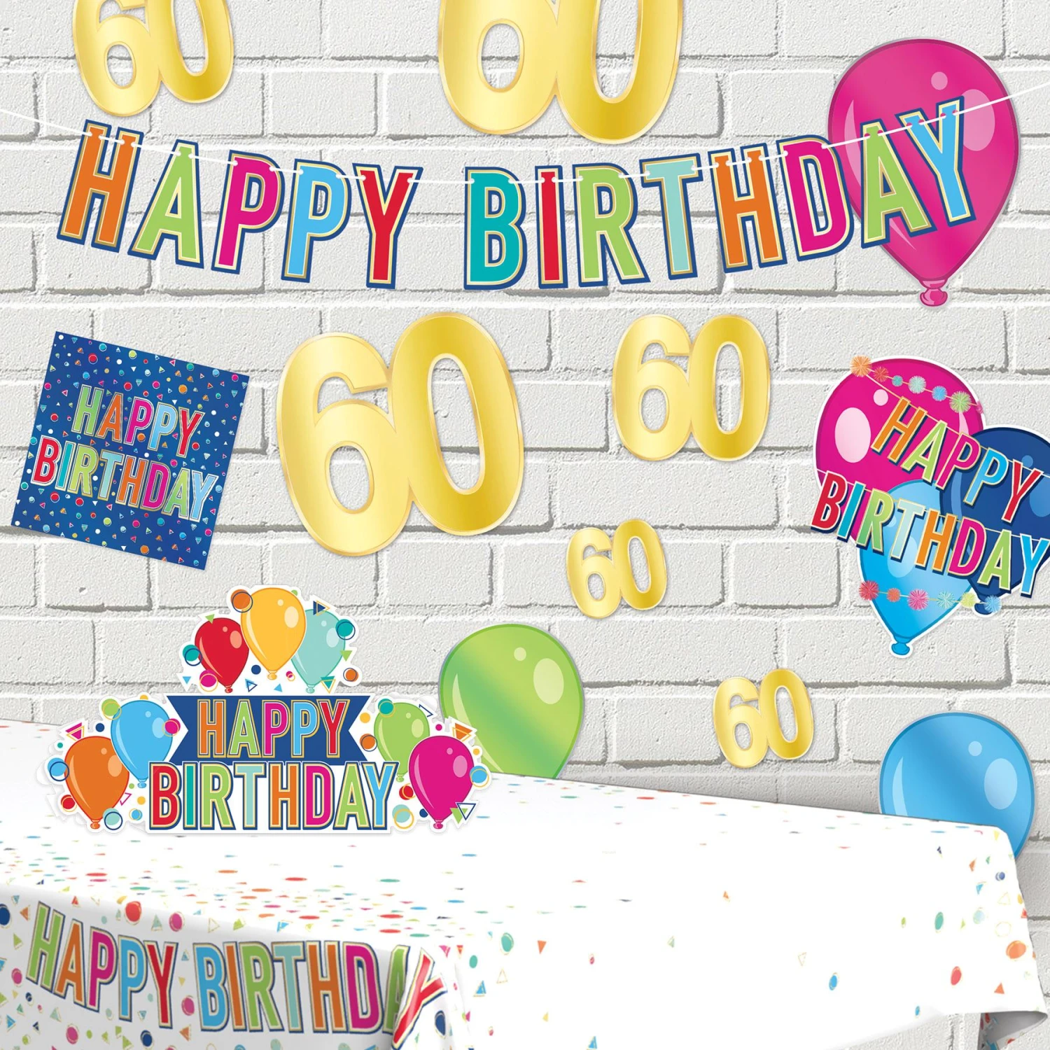 Foil 60th Birthday Party Cutouts (72 Per Case) 2 Foil 60th Birthday Party Cutouts (72 Per Case) - Image 2