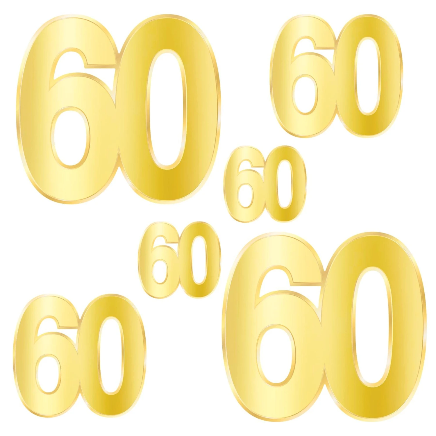 Foil 60th Birthday Party Cutouts (72 Per Case) 1 Foil 60th Birthday Party Cutouts (72 Per Case)