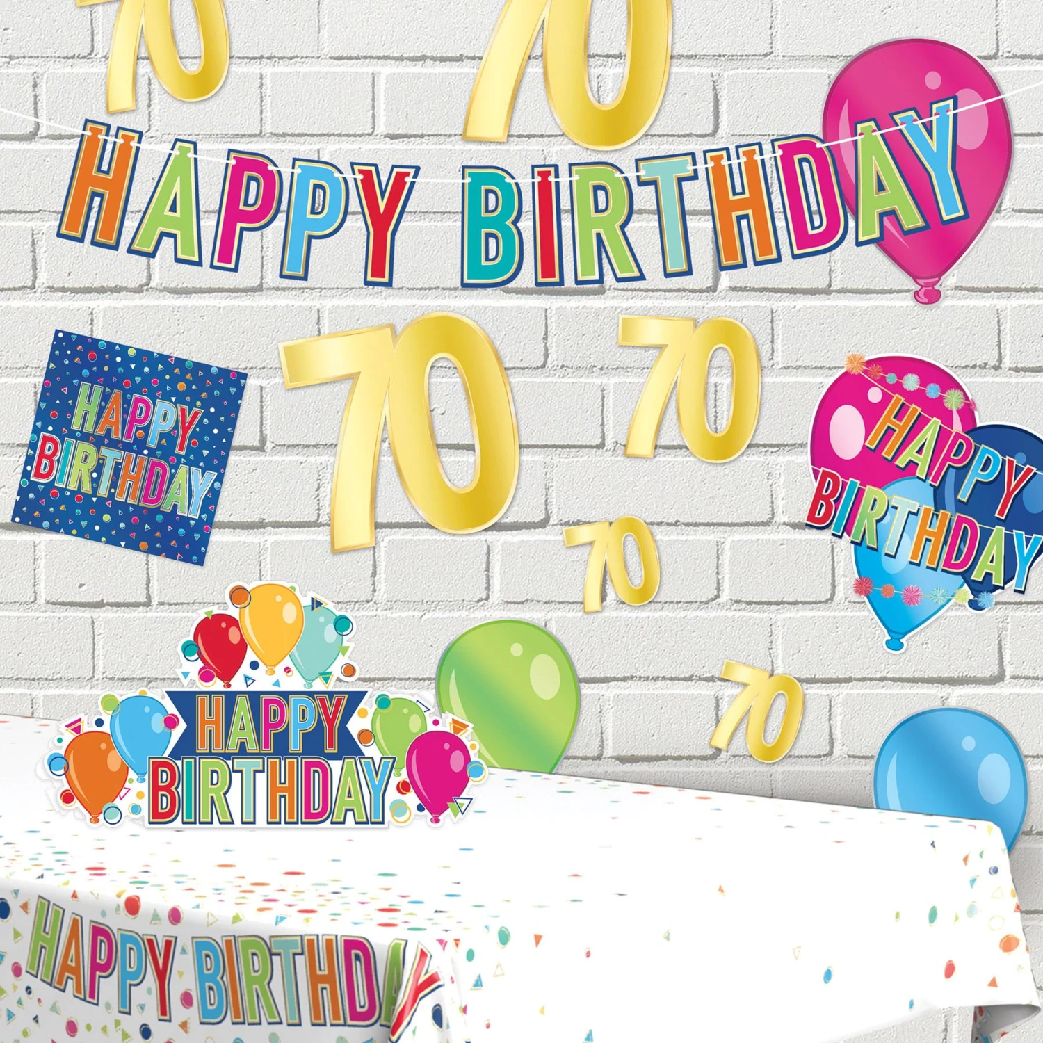 Foil 70th Birthday Party Cutouts (72 Per Case) 2 Foil 70th Birthday Party Cutouts (72 Per Case) - Image 2