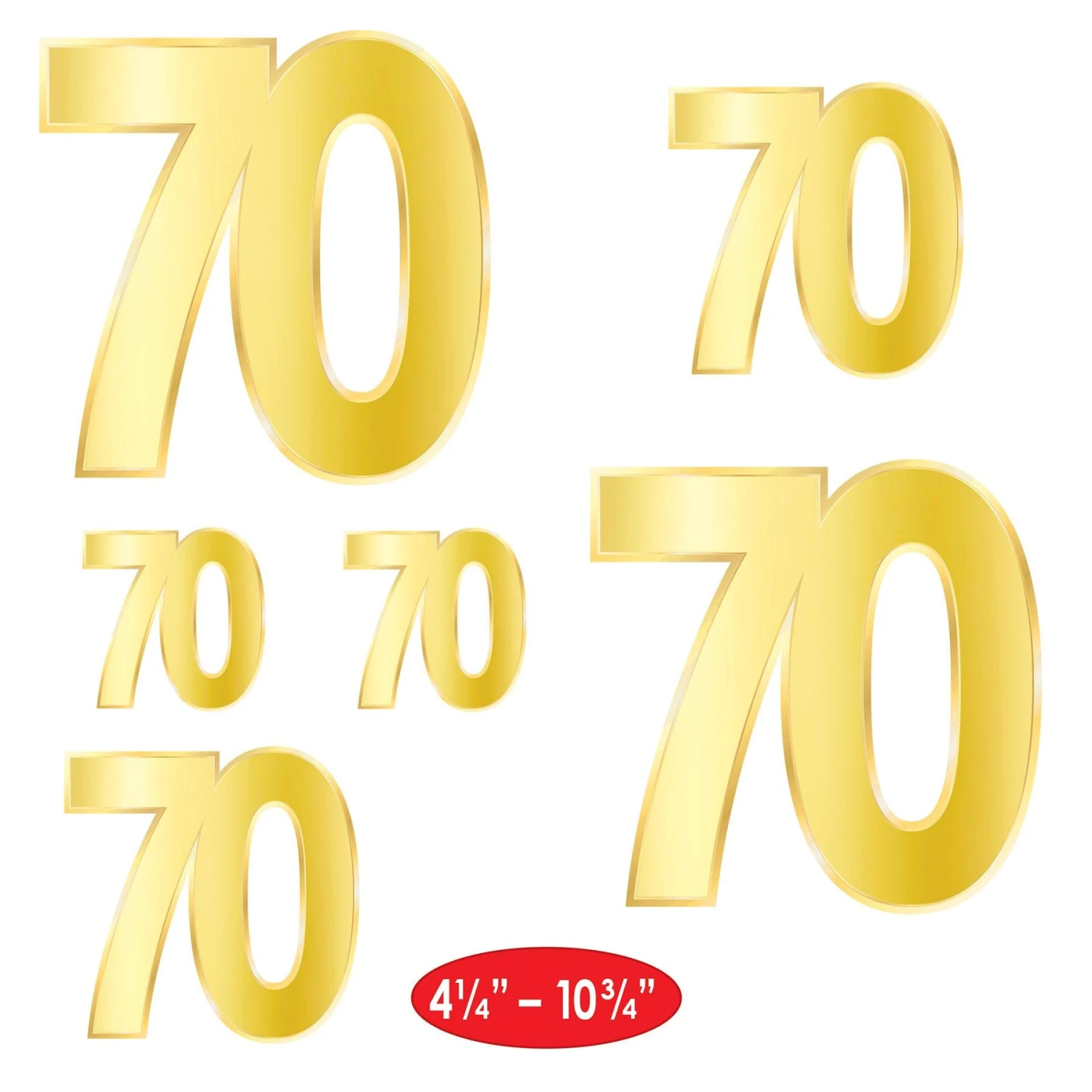 Foil 70th Birthday Party Cutouts (72 Per Case) 6 Foil 70th Birthday Party Cutouts (72 Per Case) - Image 6