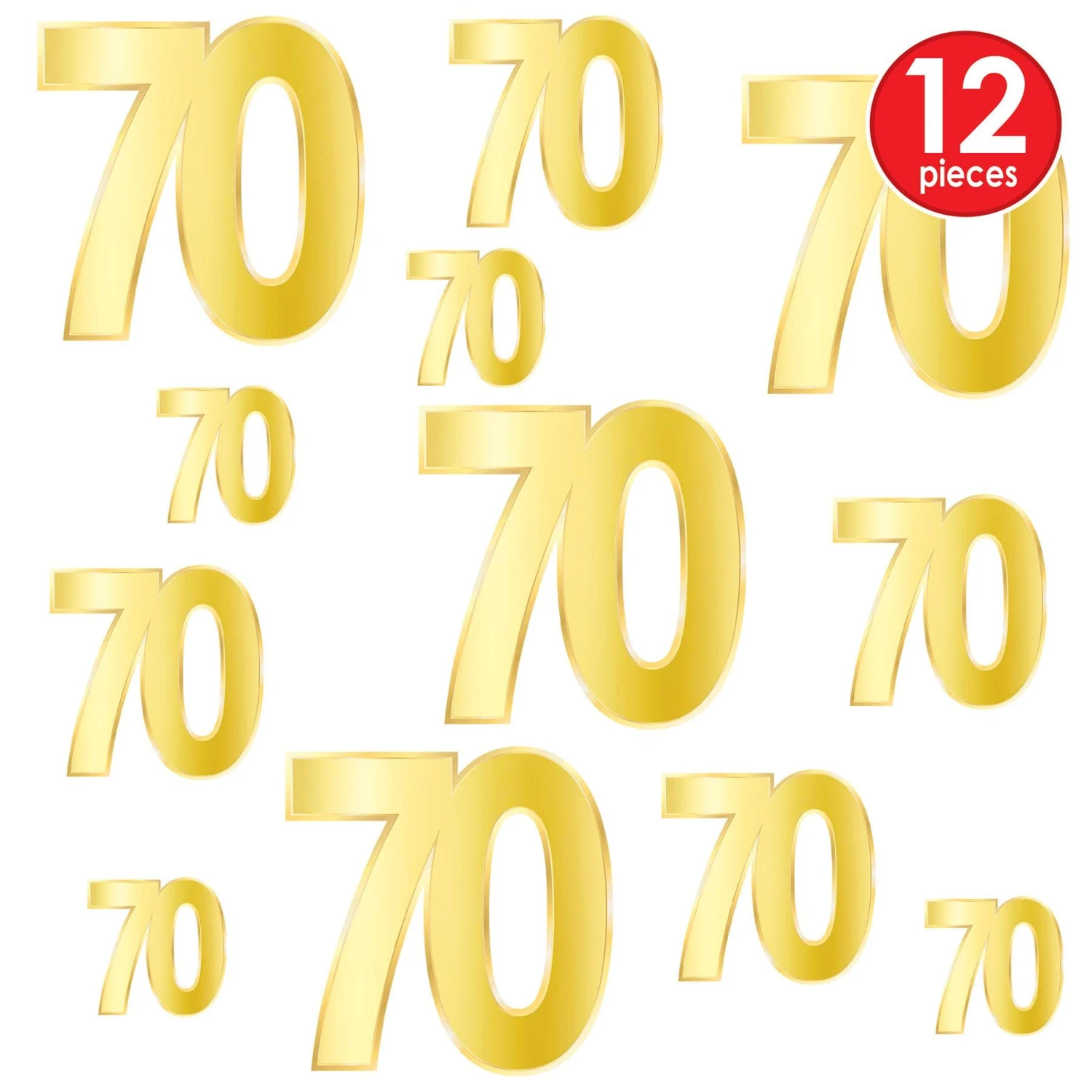 Foil 70th Birthday Party Cutouts (72 Per Case) 8 Foil 70th Birthday Party Cutouts (72 Per Case) - Image 8