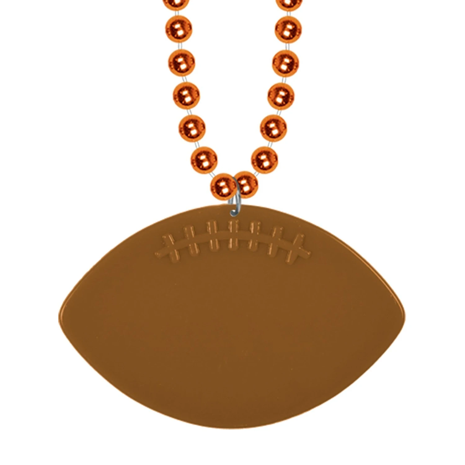 Orange Party Bead Necklaces With Football Medallion (12 Per Case) 2 Orange Party Bead Necklaces With Football Medallion (12 Per Case) - Image 2