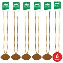 Orange Party Bead Necklaces With Football Medallion (12 Per Case) 11 Orange Party Bead Necklaces With Football Medallion (12 Per Case) -Bulk Party Supplies Shop 53962 O i3 1