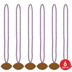 Purple Party Bead Necklaces With Football Medallion (12 Per Case) -Bulk Party Supplies Shop 53962 PL i7 1
