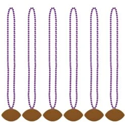 Purple Party Bead Necklaces With Football Medallion (12 Per Case) -Bulk Party Supplies Shop 53962 PL i7