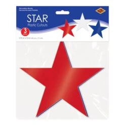 Plastic Star Cutout Decorations (3 Per Package) -Bulk Party Supplies Shop 53984 RWB i3 plastic star cutouts