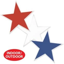 Plastic Star Cutout Decorations (3 Per Package) -Bulk Party Supplies Shop 53984 RWB i4 plastic star cutouts