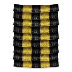 Black And Gold Metallic Party Fringe Garland Backdrop (12 Per Case)