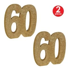 3-D Glittered 60th Birthday Party Centerpiece (6 Per Case) -Bulk Party Supplies Shop 54000 60GD i7 1