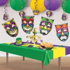 Mardi Gras Jumbo Foil Comedy & Tragedy Face Cutouts (12 Packages) -Bulk Party Supplies Shop 54004 i2