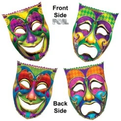 Mardi Gras Jumbo Foil Comedy & Tragedy Face Cutouts (12 Packages) -Bulk Party Supplies Shop 54004 i4
