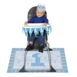 Plastic 1st Birthday Party Floor Mat- Blue -Bulk Party Supplies Shop 54005 B i2 1
