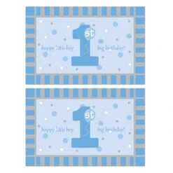 Plastic 1st Birthday Party Floor Mat- Blue -Bulk Party Supplies Shop 54005 B i7