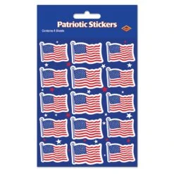 U S Flag Party Stickers (4 Sheets Per Package)
