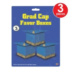 Grad Cap Graduation Party Favor Boxes - Blue (3 Per Package) 7 Grad Cap Graduation Party Favor Boxes - Blue (3 Per Package) -Bulk Party Supplies Shop 54124 B i3