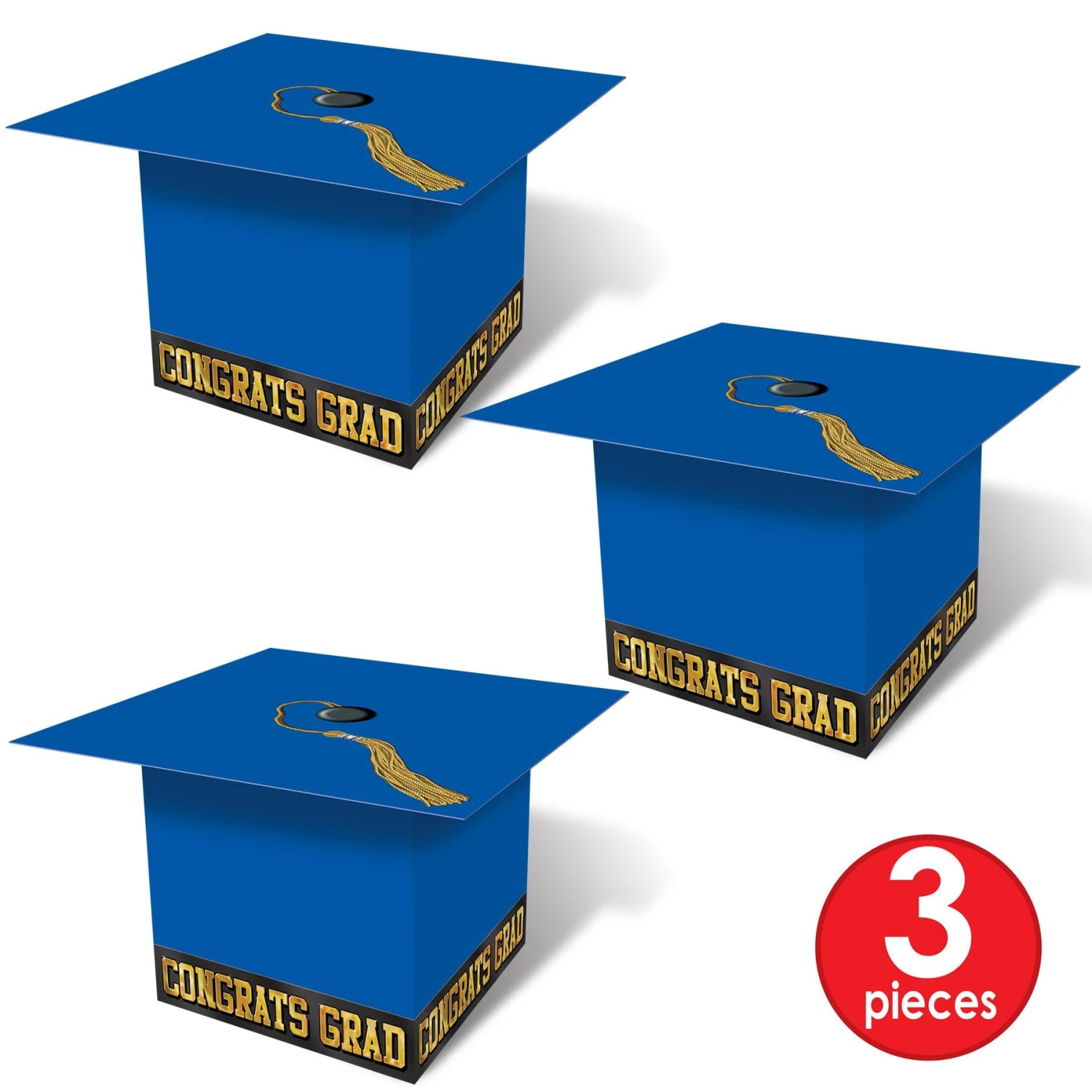 Grad Cap Graduation Party Favor Boxes - Blue (3 Per Package) 5 Grad Cap Graduation Party Favor Boxes - Blue (3 Per Package) - Image 5