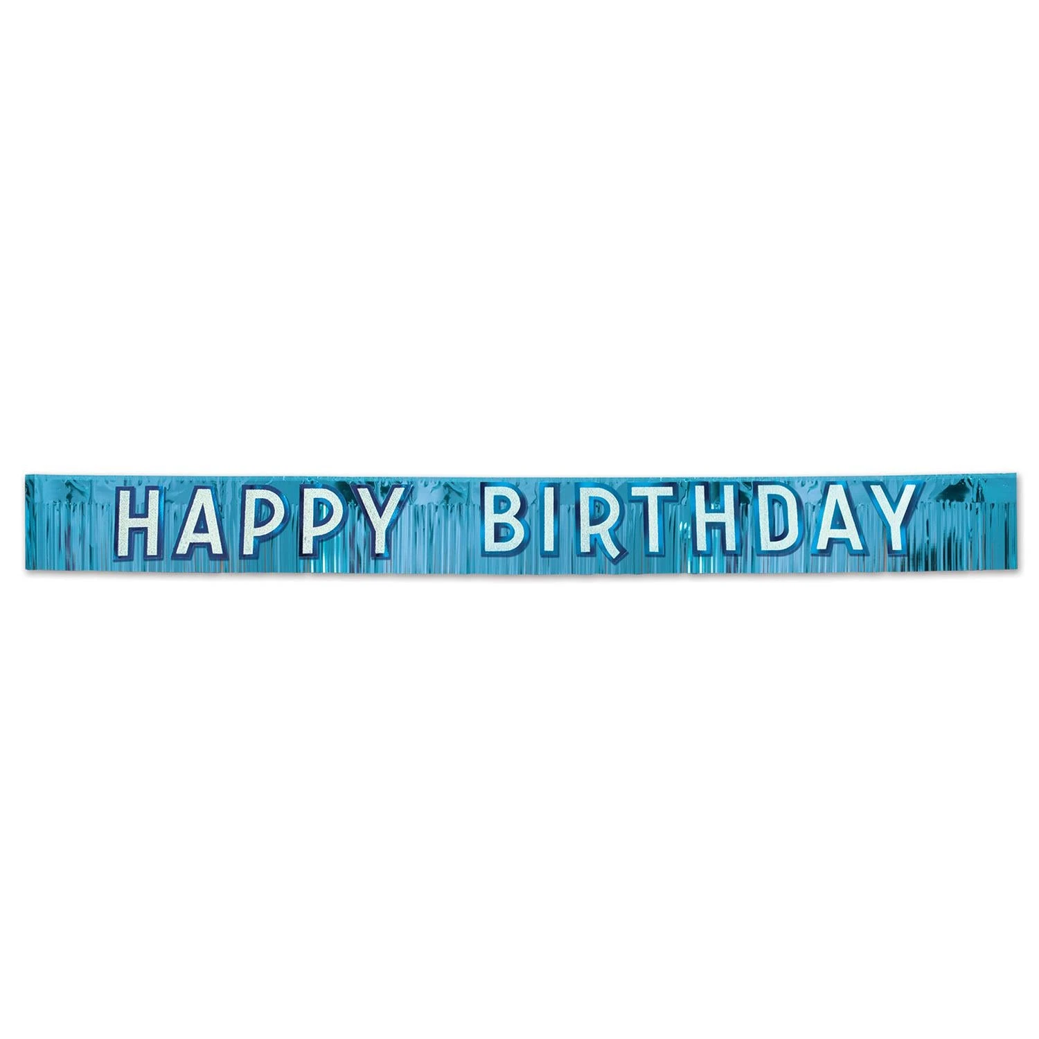 Metallic Happy Birthday Party Banner - Blue With Silver 1 Metallic Happy Birthday Party Banner - Blue With Silver