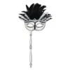 Glittered Feather Mardi Gras Costume Mask With Stick -Bulk Party Supplies Shop 54205