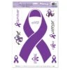 Purple Ribbon/Find A Cure Peel 'N Place Clings (10 Per Package) -Bulk Party Supplies Shop 54291