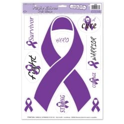 Purple Ribbon/Find A Cure Peel 'N Place Clings (10 Per Package)