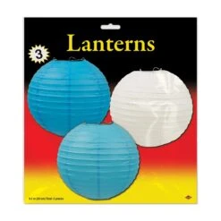 Oktoberfest Paper Lanterns - Assorted Blue/white/turquoise (3 Per Package) -Bulk Party Supplies Shop 54570 BWT i3