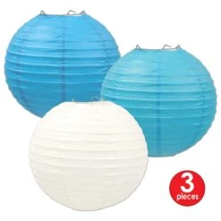 Oktoberfest Paper Lanterns - Assorted Blue/white/turquoise (3 Per Package) -Bulk Party Supplies Shop 54570 BWT i4