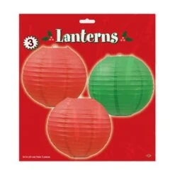 Christmas Paper Lanterns Assorted Red & Green (3 Per Package) 9 Christmas Paper Lanterns Assorted Red & Green (3 Per Package) -Bulk Party Supplies Shop 54570 RG i3