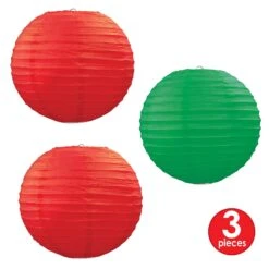 Christmas Paper Lanterns Assorted Red & Green (3 Per Package) 7 Christmas Paper Lanterns Assorted Red & Green (3 Per Package) -Bulk Party Supplies Shop 54570 RG i4