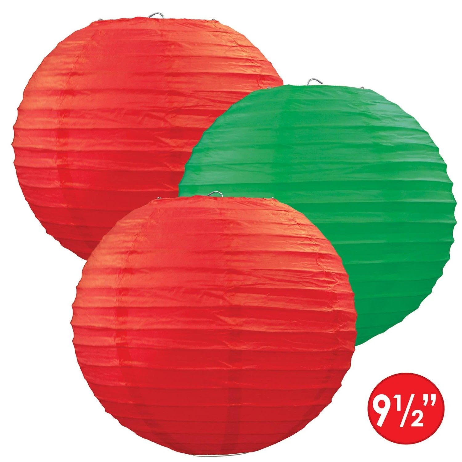 Christmas Paper Lanterns Assorted Red & Green (3 Per Package) 4 Christmas Paper Lanterns Assorted Red & Green (3 Per Package) - Image 4